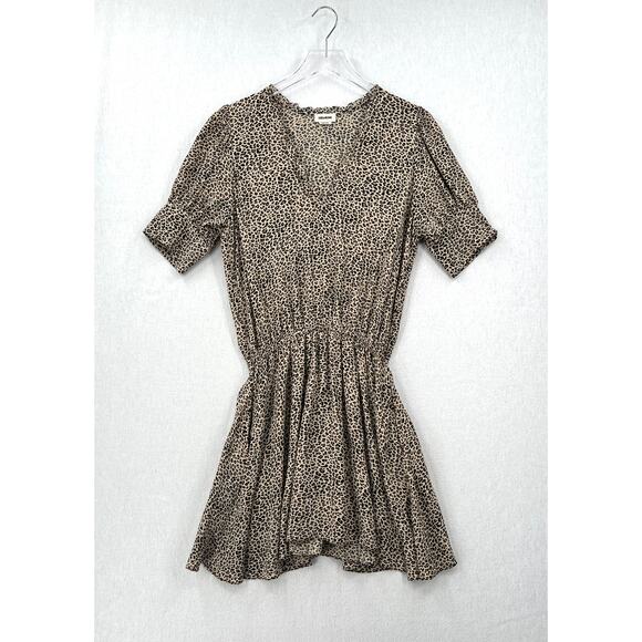 ZADIG AND VOLTAIRE Russel Leopard Print Dress Womens Medium Black Tan Short - Picture 4 of 16